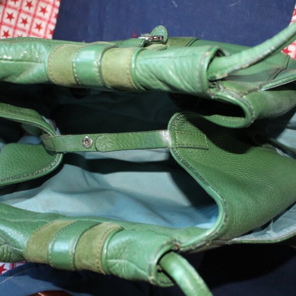 Cole Haan Leather Handbag Villager H04 Green and Vintage - Picture 6 of 9